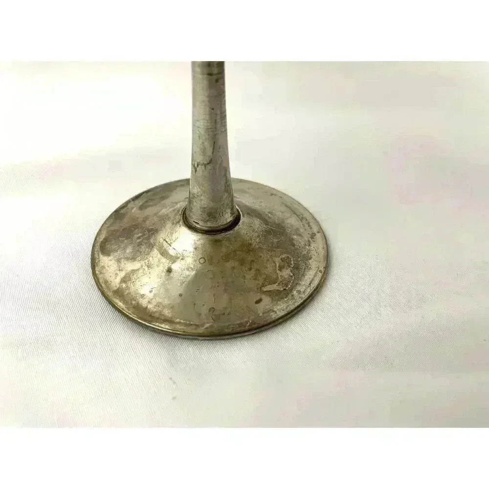 VTG Pair Leonard Silver‎ Toned Brass Tarnished Goblets Chalice